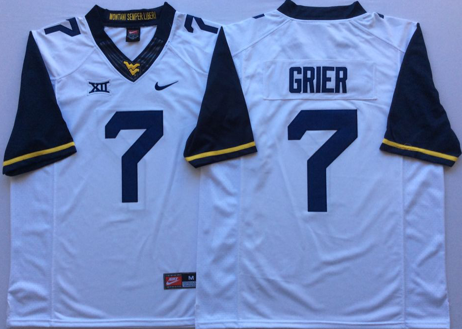 NCAA Men West Virginia Mountaineers White #7 GRIER